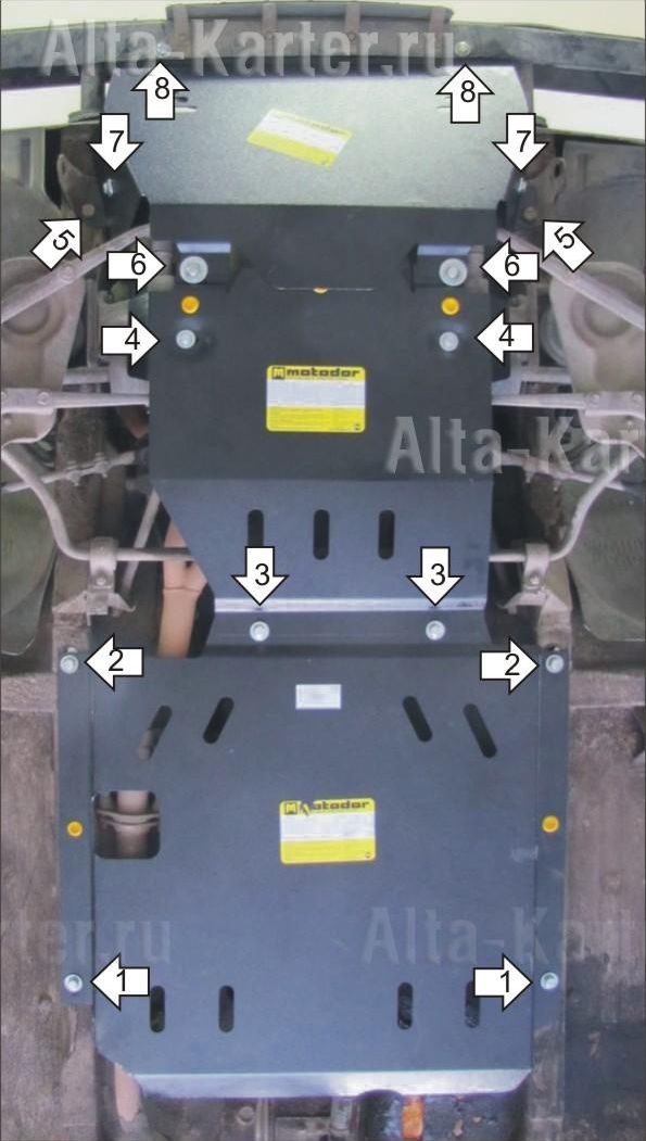 Защита Мотодор для двигателя, переднего дифференциала, КПП и РК ВАЗ 2121 Нива 1976-2006. Артикул 12101