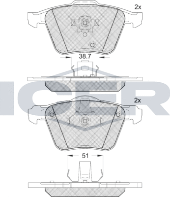 Тормозные колодки Icer. Артикул 181655