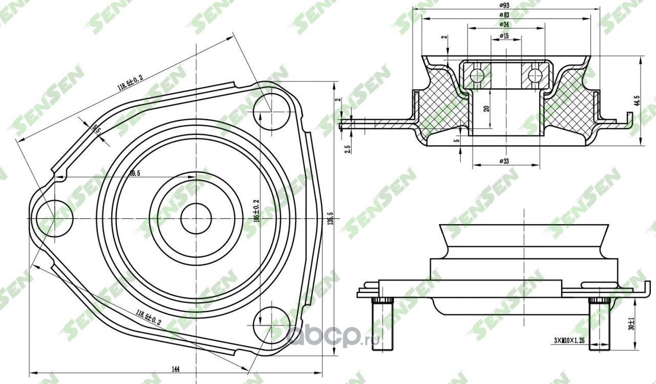 ОПОРА АМОРТИЗАТОРА ПЕРЕДНЕГО TOYOTA RAV4 ACA20/CLA20/ZCA25 (Sensen) Sensen. Артикул M61148