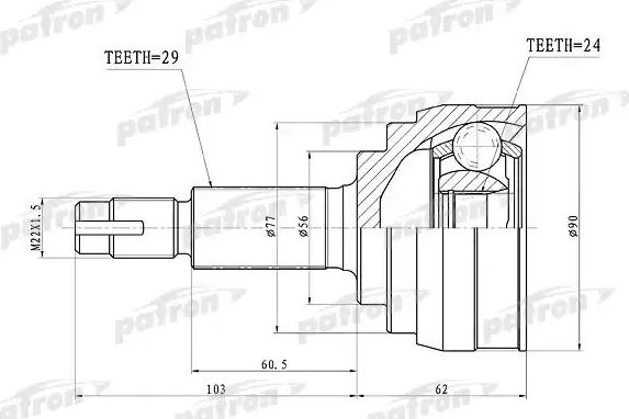 Шрус наружный (граната) Patron. Артикул PCV1416