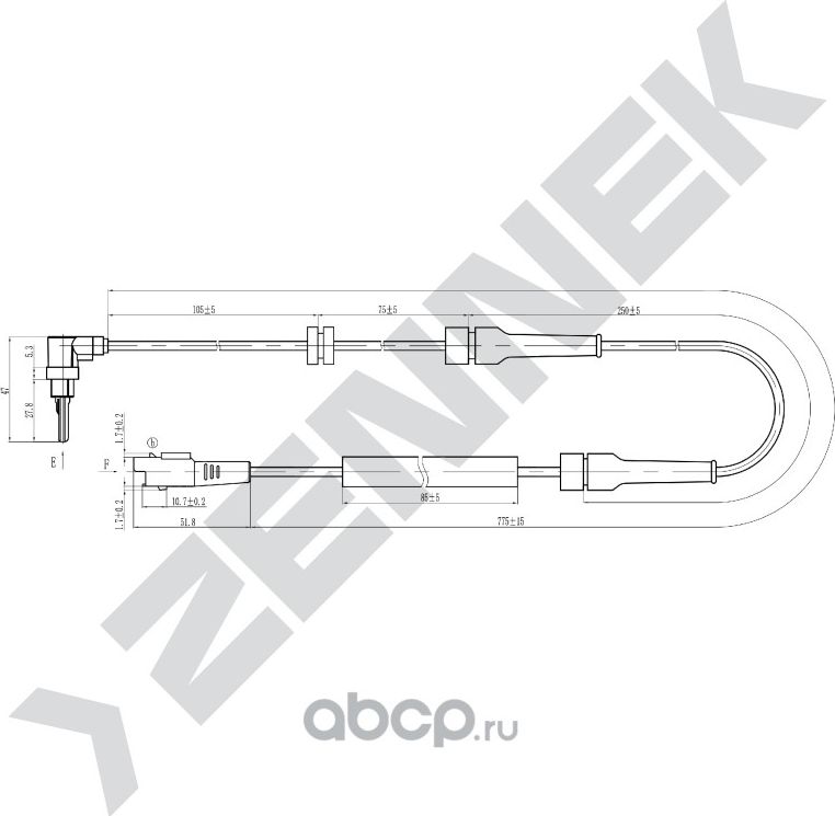 Датчик ABS передний левый CITRON C8, PEUGEOT 807 02 (Zennek). Артикул DAS0059