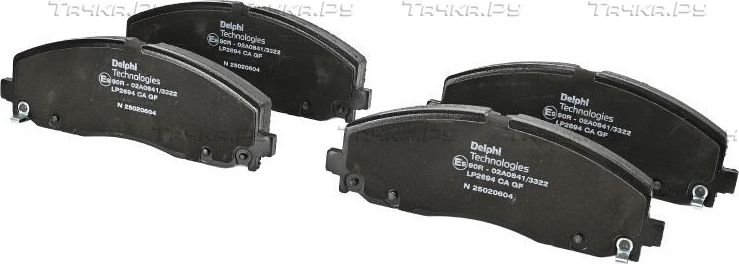 Тормозные колодки Delphi (Low-Metallic) для Volkswagen Routan 2008-2013. Артикул LP2694