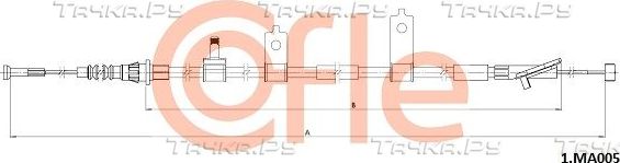 Трос ручника (тросик ручного тормоза) Cofle. Артикул 92.1.MA005