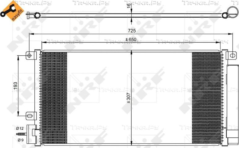 Радиатор кондиционера (конденсатор) NRF (алюминий). Артикул 350067