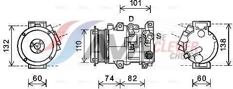 Компрессор кондиционера AVA ** CLEVER FIT ** для Toyota RAV4 III (XA30) 2005-2013. Артикул TOAK628