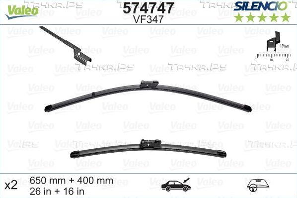 Щетки стеклоочистителя (дворники) Valeo для Opel Adam I 2012-2019. Артикул 574747
