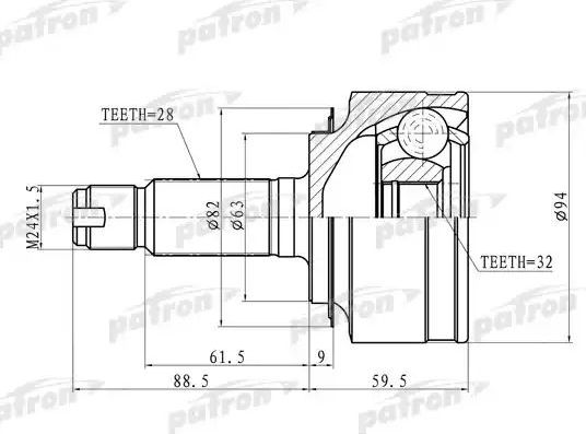Шрус наружный (граната) Patron. Артикул PCV9744