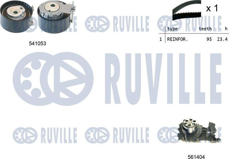 Помпа (водяной насос) с комплектом ремня ГРМ Ruville. Артикул 5501191