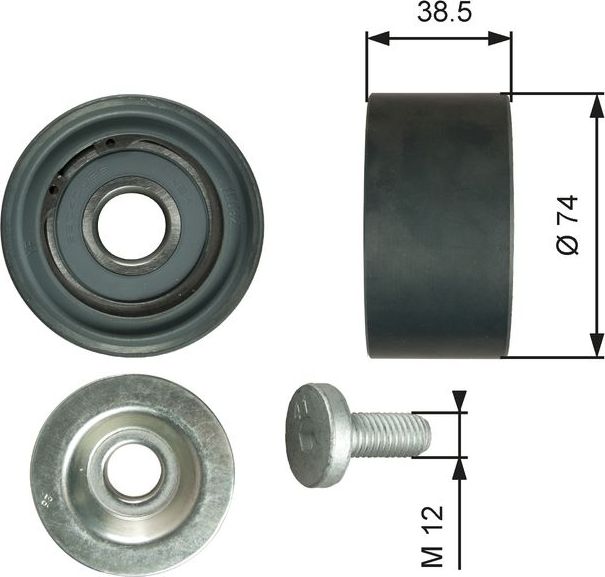 Направляющий (ведущий) ролик приводного поликлинового ремня Gates (Металл). Артикул T36285