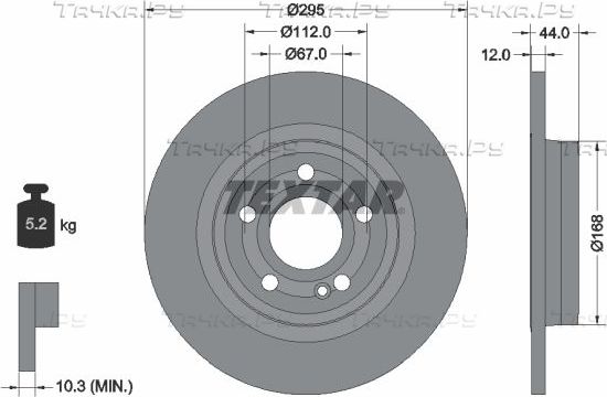 Тормозной диск Textar Pro задний для Mercedes-Benz B-Класс III (W247) 2018-2026. Артикул 92323203