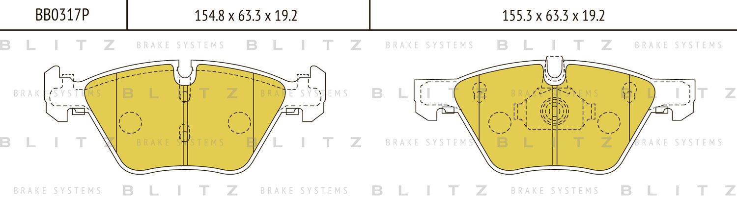 Колодки тормозные BMW 5 (E60/E61) 03- перед. (Blitz). Артикул BB0317P
