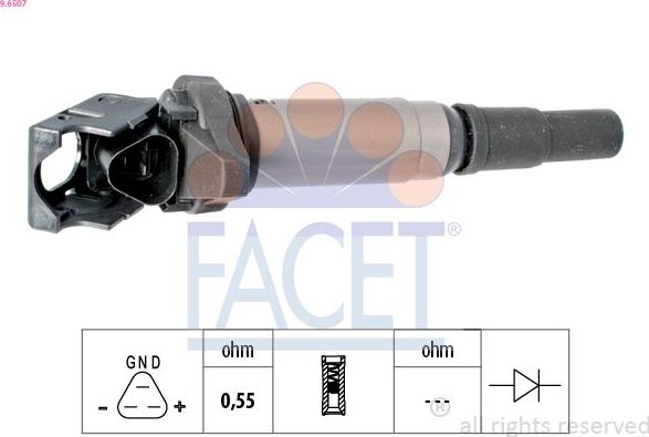 Катушка зажигания Facet Made in Italy - OE Equivalent. Артикул 9.6507