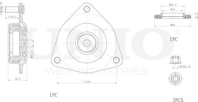 Опора амортизационной стойки, комплект (Unio). Артикул RMP-13059
