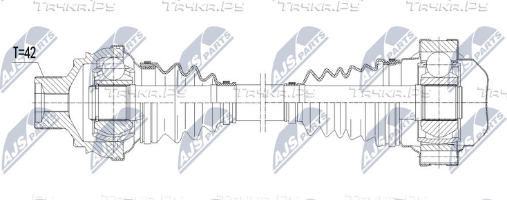 Полуось (привод в сборе, приводной вал) NTY. Артикул NPW-VW-079