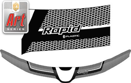 Дефлектор СА Пластик для капота (Серия Art черный) Skoda Rapid 2013-2020. Артикул 2010011509926