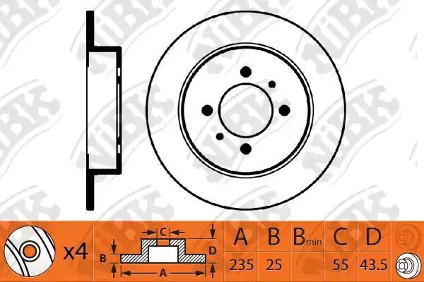 Тормозной диск NiBK передний для Toyota Probox I 2002-2014. Артикул RN1311