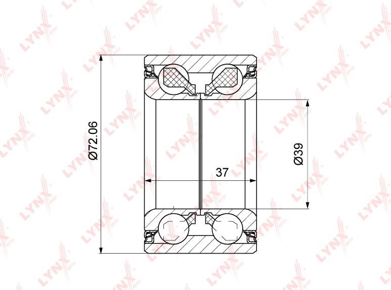 Ступичный подшипник (комплект) LYNXauto. Артикул WB-1364
