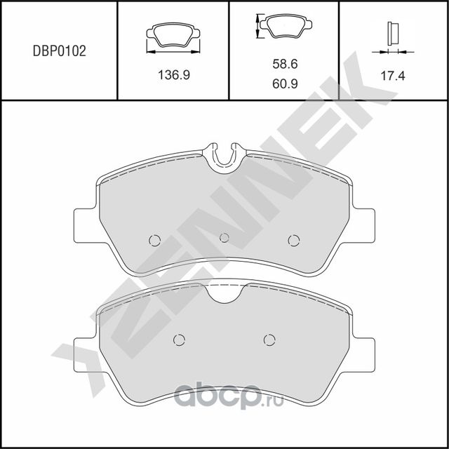 Колодки тормозные дисковые задние FORD TOURNEO 12->, FORD TRANSIT 12 (Zennek). Артикул DBP0102
