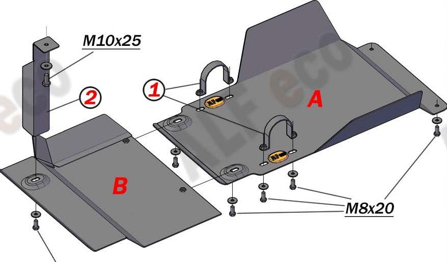 Защита алюминиевая Alfeco для КПП и раздатки Mitsubishi Delica IV D4 1996-2007. Артикул ALF.14.34 AL4