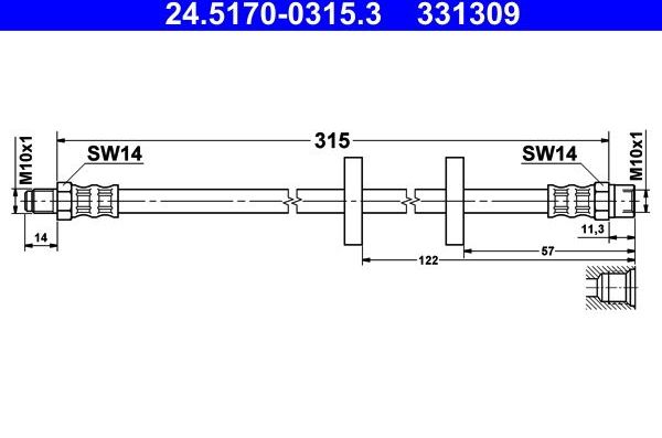 Тормозной шланг ATE. Артикул 24.5170-0315.3