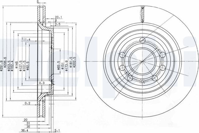 Тормозной диск Delphi задний для Saab 9-3 II 2002-2015. Артикул BG3886C