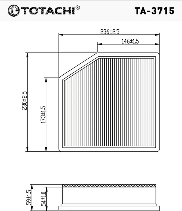 Воздушный фильтр TOTACHI TA-3715 A1022 1780131170 Totachi. Артикул TA3715