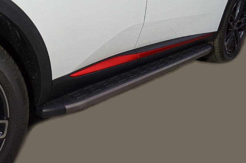 Пороги алюминиевые ТСС с пластиковой накладкой 1720 мм для Changan CS55 Plus 2WD 1.5T 2023-2026 Карбон серые. Артикул CHANCS55PL23-07GR