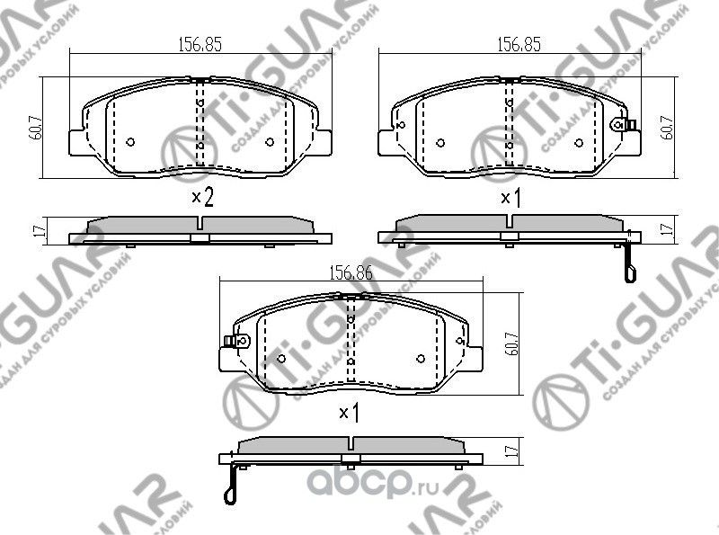 Тормозные колодки (TI-Guar). Артикул TG3418