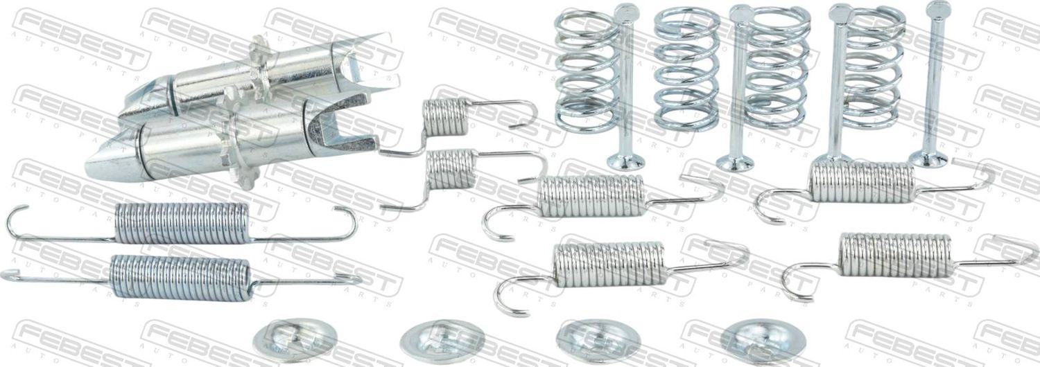 Монтажный комплект барабанных колодок на обе стор Febest. Артикул 1004-J200R-KIT