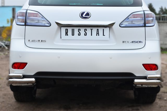 Защита RusStal заднего бампера уголки d63/d42 для Lexus RX 270/350/450h 2012-2026. Артикул LRXZ-000418