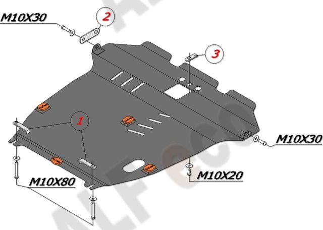 Защита алюминиевая Alfeco для картера и КПП Suzuki Aerio FWD 2001-2007. Артикул ALF.23.05 AL4