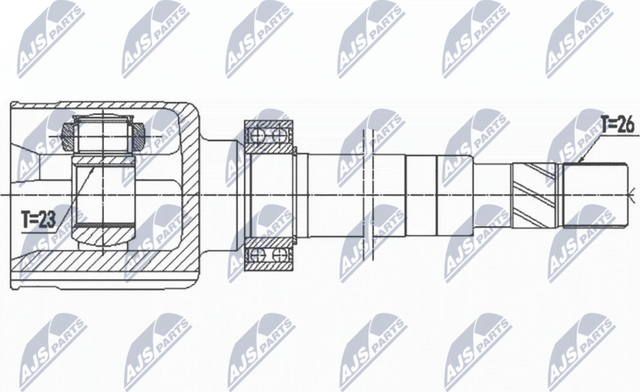 Шрус внутренний (граната) NTY передний правый для Renault Megane IV 2018-2026. Артикул NPW-RE-145