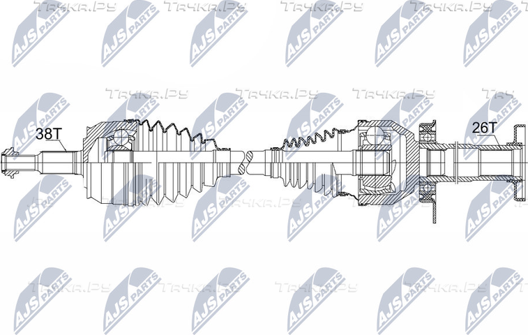 Полуось (привод в сборе, приводной вал) NTY. Артикул NPW-VW-103