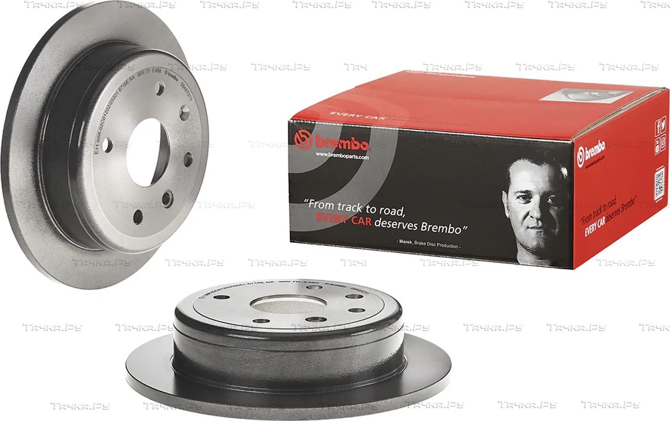 Тормозной диск Brembo UV Coated задний для Daewoo Lacetti 2004-2010. Артикул 08.A872.11