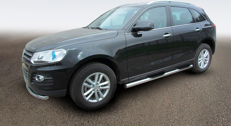 Пороги Slitkoff d76 с проступями для Zotye T600 2015-2026. Артикул ZOT-003