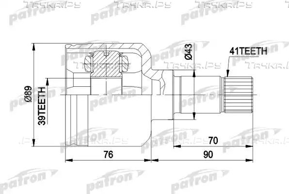 Шрус внутренний (граната) Patron передний левый для Citroen Jumper I 1994-2002. Артикул PCV5020