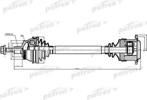 Полуось (привод в сборе, приводной вал) Patron передняя левая для Audi A6 II (C5) 1997-2005. Артикул PDS9038