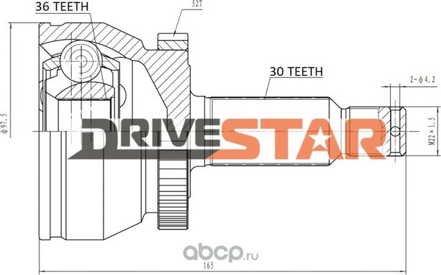 ШРУС НАРУЖНЫЙ 36x30 (Drivestar). Артикул OCKH1005F