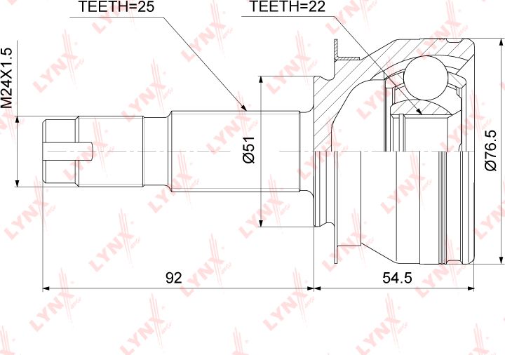 Шрус наружный (граната) LYNXauto. Артикул CO-3872