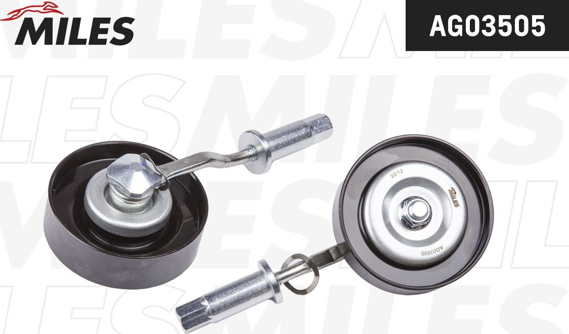 Натяжной ролик (натяжитель) приводного поликлинового ремня Miles (Металл). Артикул AG03505