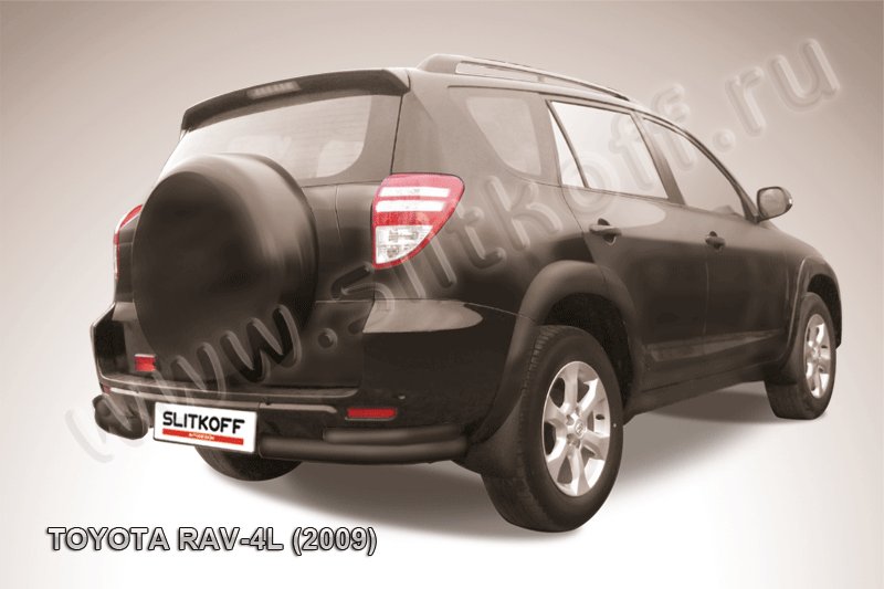 Защита Slitkoff задняя d76/42 уголки двойные ЧЕРНАЯ матовая для Toyota RAV4 III LWB 2009-2010. Артикул TR409L-017B