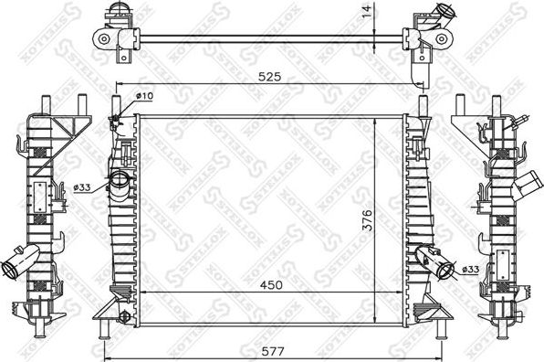 Радиатор охлаждения двигателя Stellox для Ford Focus II 2004-2012. Артикул 10-25471-SX