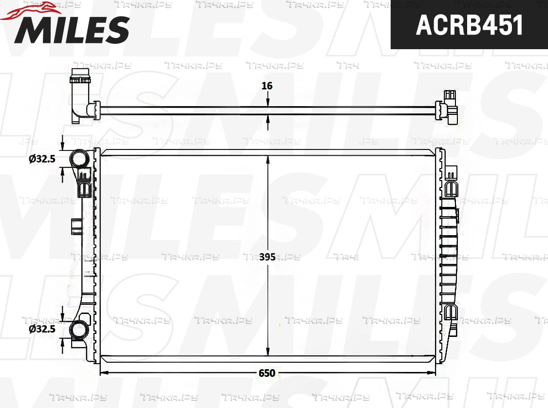 Радиатор охлаждения двигателя Miles для Skoda Superb III 2015-2026. Артикул ACRB451