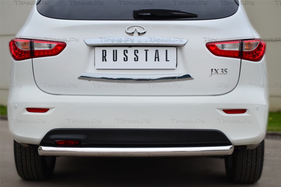 Защита RusStal заднего бампера d63 (дуга) для Infiniti JX 35 2013-2026. Артикул JXZ-001464