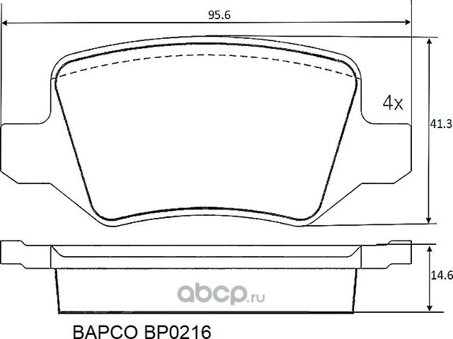 Колодки тормозные дисковые BP0216 задние, комплект, (Bapco) Bapco. Артикул BP0216