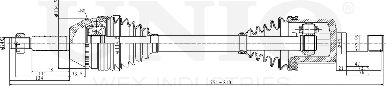 Вал приводной (Unio). Артикул CVJ-10128