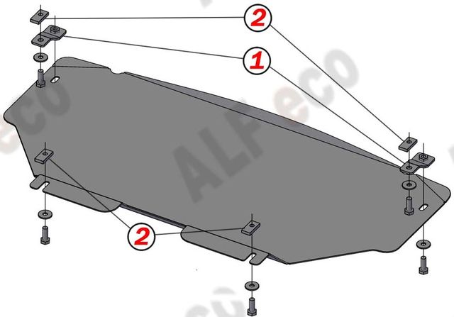 Защита алюминиевая Alfeco для рулевых тяг Mercedes-Benz M-Класс (ML350) W164 2005-2011. Артикул ALF.36.06al