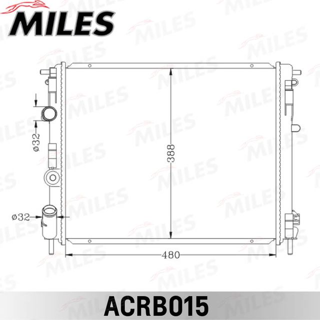Радиатор охлаждения двигателя Miles для Renault Logan II 2007-2026. Артикул ACRB015