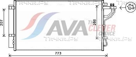 Радиатор кондиционера (конденсатор) AVA (алюминий). Артикул KA5255D
