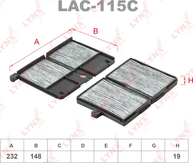 Салонный фильтр LYNXauto. Артикул LAC-115C